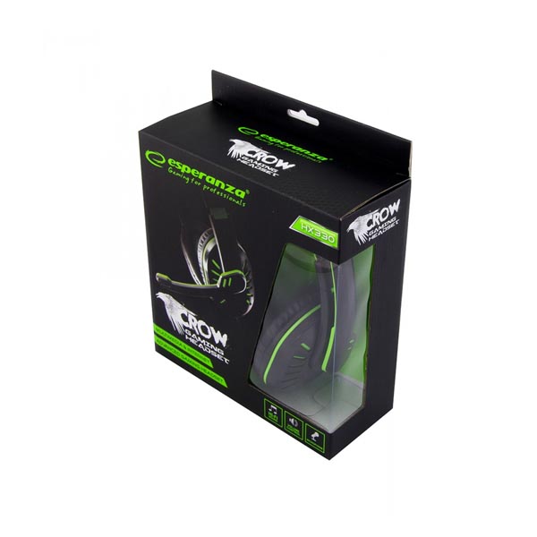 Crow Ακουστικό με μικρόφωνο gaming πράσινο EGH330G - Image 2