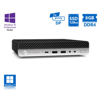 HP (A-) EliteDesk 705G5 DM AMD Ryzen 3 Pro 3200G/8GB DDR4/128GB SSD/No ODD/10P Grade A- Refurbished