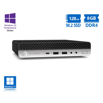 HP (A-) EliteDesk 800G4 DM i3-8100/8GB DDR4/128GB M.2 SSD/No ODD/10P Grade A- Refurbished PC