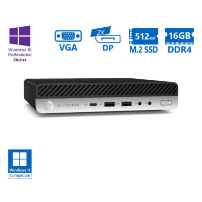 HP EliteDesk 800G4 DM i7-8700/16GB DDR4/512GB M.2 SSD/No ODD/10P Grade A Refurbished PC