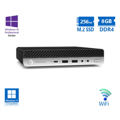 HP ProDesk 600G4 DM WiFi i5-8500T/8GB DDR4/256GB M.2 SSD/No ODD/10P Grade A Refurbished PC