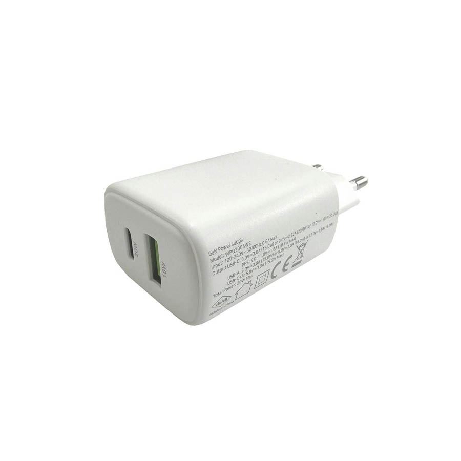 Universal Dual USB 3.0/Type C FastTravel Wall Charger QC3.0 5VDC/3A (20W) Λευκό Well PSUP-USB-WPQ200 - Image 2