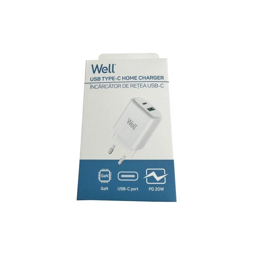 Universal Dual USB 3.0/Type C FastTravel Wall Charger QC3.0 5VDC/3A (20W) Λευκό Well PSUP-USB-WPQ200 - Image 3
