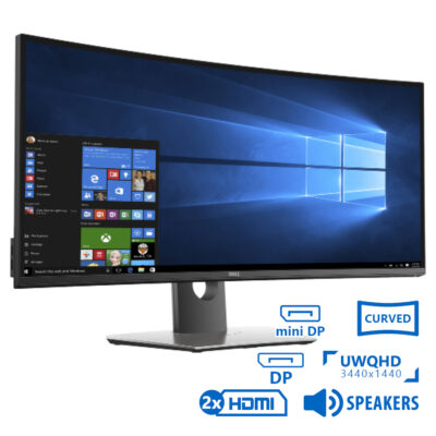 Used Monitor UltraSharp U3417W Curved/Dell/34``UW-QHD/3440x1440/Black/w/Speakers/DP & mini DP & 2xHD