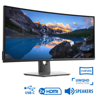 Used Monitor UltraSharp U3419W Curved/Dell/34``UW-QHD/3440x1440/Black/w/Speakers/DP & 2xHDMI & USB T