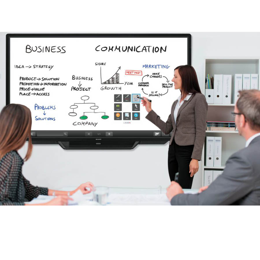 Used Signage Display Touchscreen PN-80TC3 LED/Sharp/80\"FHD/1920x1080 FHD/Wide/Black/w/Speakers & PEN - Image 2
