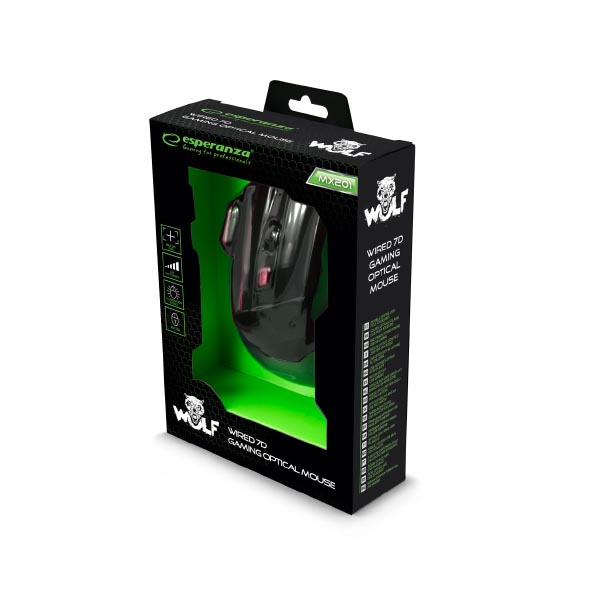 Wolf Gaming mouse ενσύρματο μαύρο/κόκκινο 7 Keys 2400dpi EGM201R - Image 2