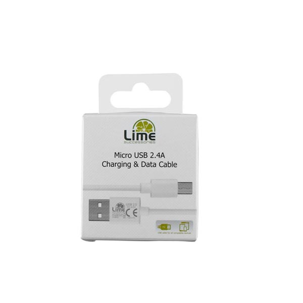 Καλώδιο Micro USB Devices Long USB 2.4A Φόρτισης - Data 1m LUM01 Λευκό Lime - Image 2