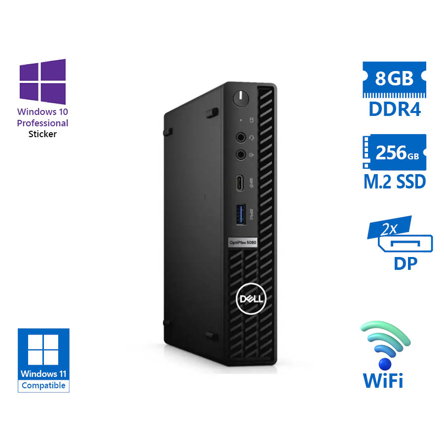 Dell Optiplex 5080 DM WiFi i5-10500T/8GB DDR4/256GB M.2 SSD/No ODD/10P Grade A Refurbished PC