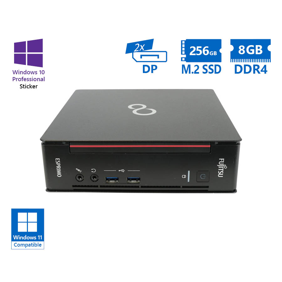 Fujitsu Esprimo Q558 USFF i5-9400/8GB DDR4/256GB M.2 SSD/No ODD/10P Grade A Refurbished PC