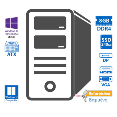 OEM Tower i3-8100/8GB DDR4/240GB SSD/DVD/10P Grade A+ Refurbished PC