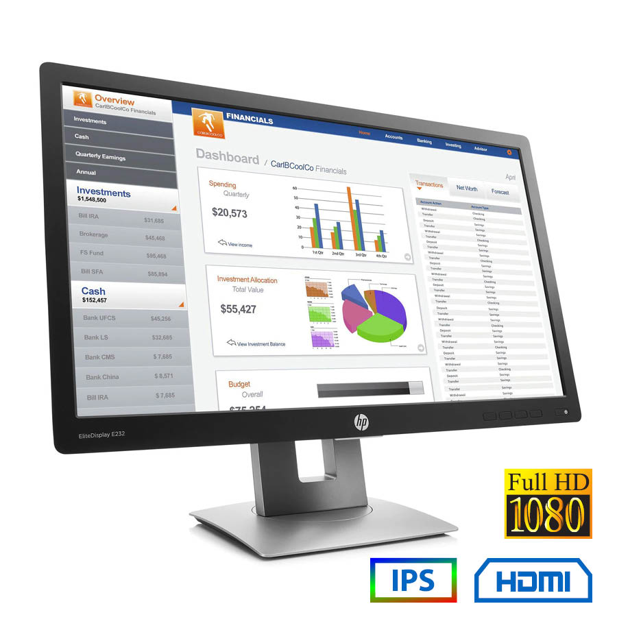 Used Monitor E232 IPS LED/HP/23``FHD/1920x1080/Wide/Black/D-SUB & DP & HDMI & USB HUB