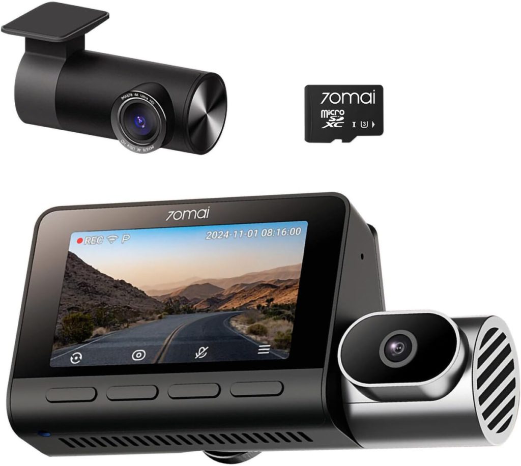 70mai Dash Cam 4K T800 & 4k Rear Cam. & 256GB SD 3-Channel w/ Dual 4K