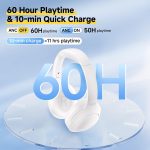 QCY H3 Lite Headset White - ANC Noise Canceling 40mm drivers 68ms latency - 60h battery - Image 3