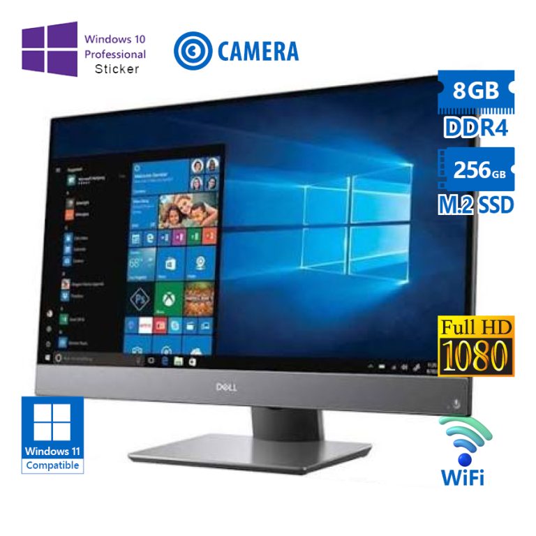 Dell (A-) OptiPlex 7460 WiFi AIO w/Monitor 23”FHD i5-8500/8GB DDR4/256GB M.2 SSD/No ODD/Webcam/10P G