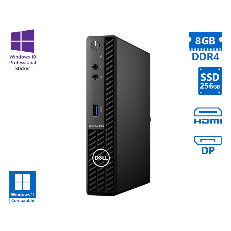 Dell (A-) Optiplex 3090 DM i5-10500T/8GB DDR4/256GB SSD/No ODD/10P Grade A- Refurbished PC Dell (A-) Optiplex 3090 DM i5-10500T/8GB DDR4/256GB SSD/No ODD/10P Grade A- Refurbished PC