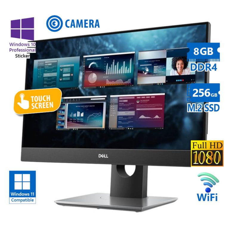 Dell (B) OptiPlex 7490 WiFi AIO w/Touchscreen 24”FHD i5-10505/8GB DDR4/256GB M.2 SSD/No ODD/Webcam/1