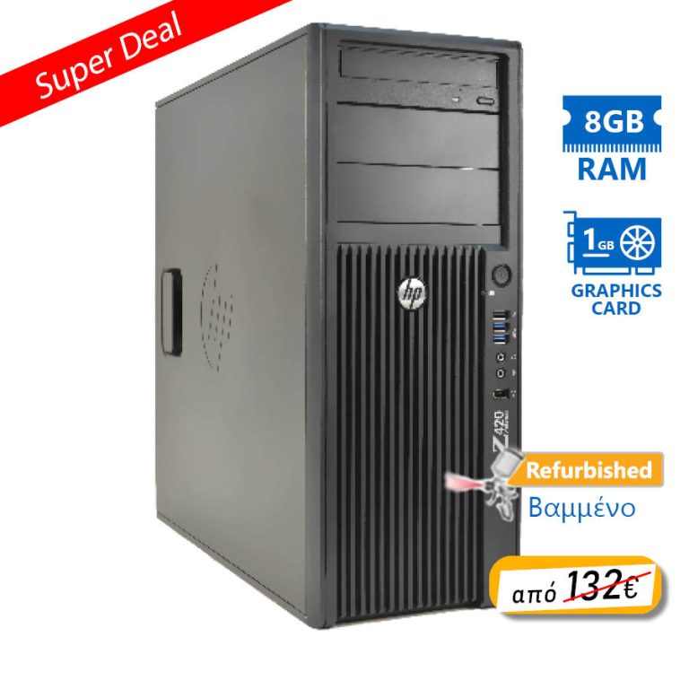 HP Z420 Tower Xeon E5-1620v2(4-Cores)/8GB DDR3/500GB/Nvidia 1GB/DVD/8P Grade A+ Workstation Refurbis