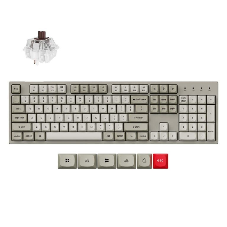 Keychron C2 Pro (C2PX-M3) QMK/VIA Mechanical Brown Switch -8K Polling Rate HotSwap 100% US Retro RGB