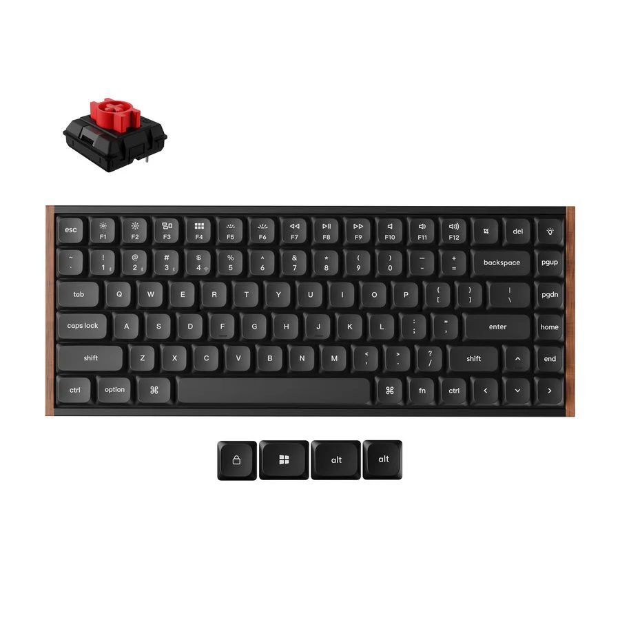 Keychron K3 Ultra (K3U-H1) ZMK 8K Wireless Mechanical Keyboard Red Switch Low Profile Wood Frame 75%