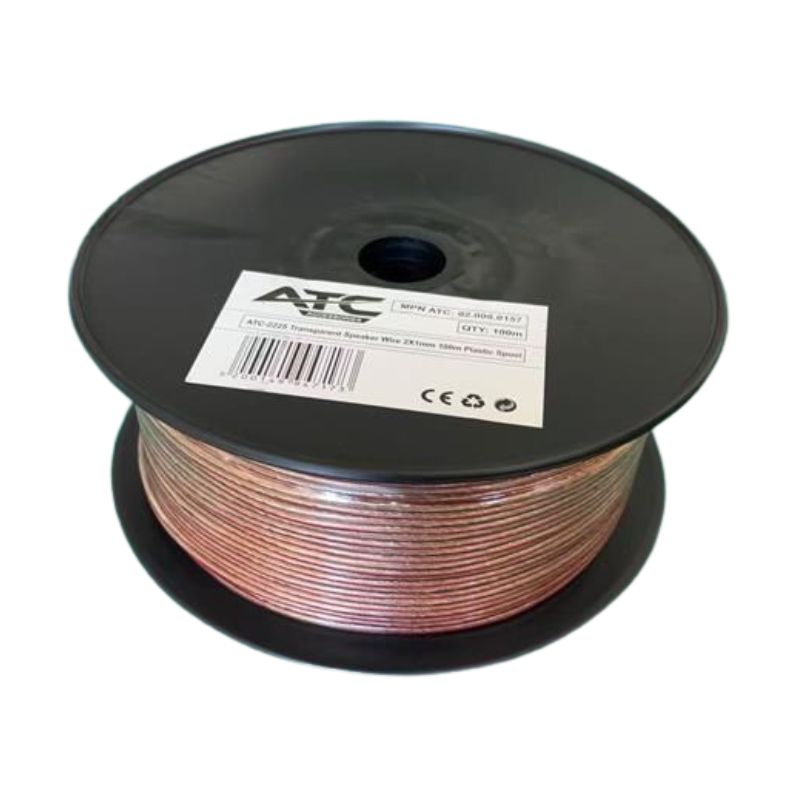2225 Στροφείο Καλώδιο Ήχου Διαφανές 2x1mm 100m Atc
