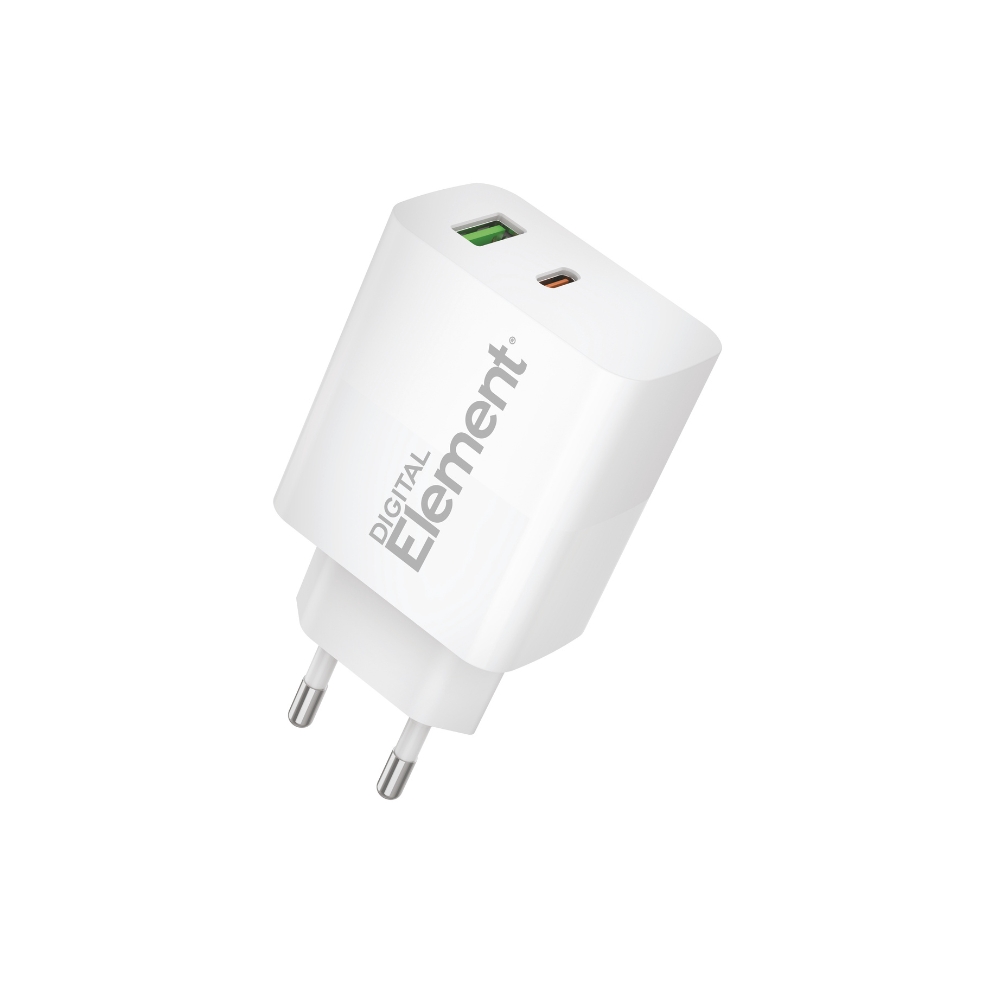 Φορτιστής Σπιτιού GaN PD 30W Element CH-200 2 Θέσεων Λευκό - Repairland