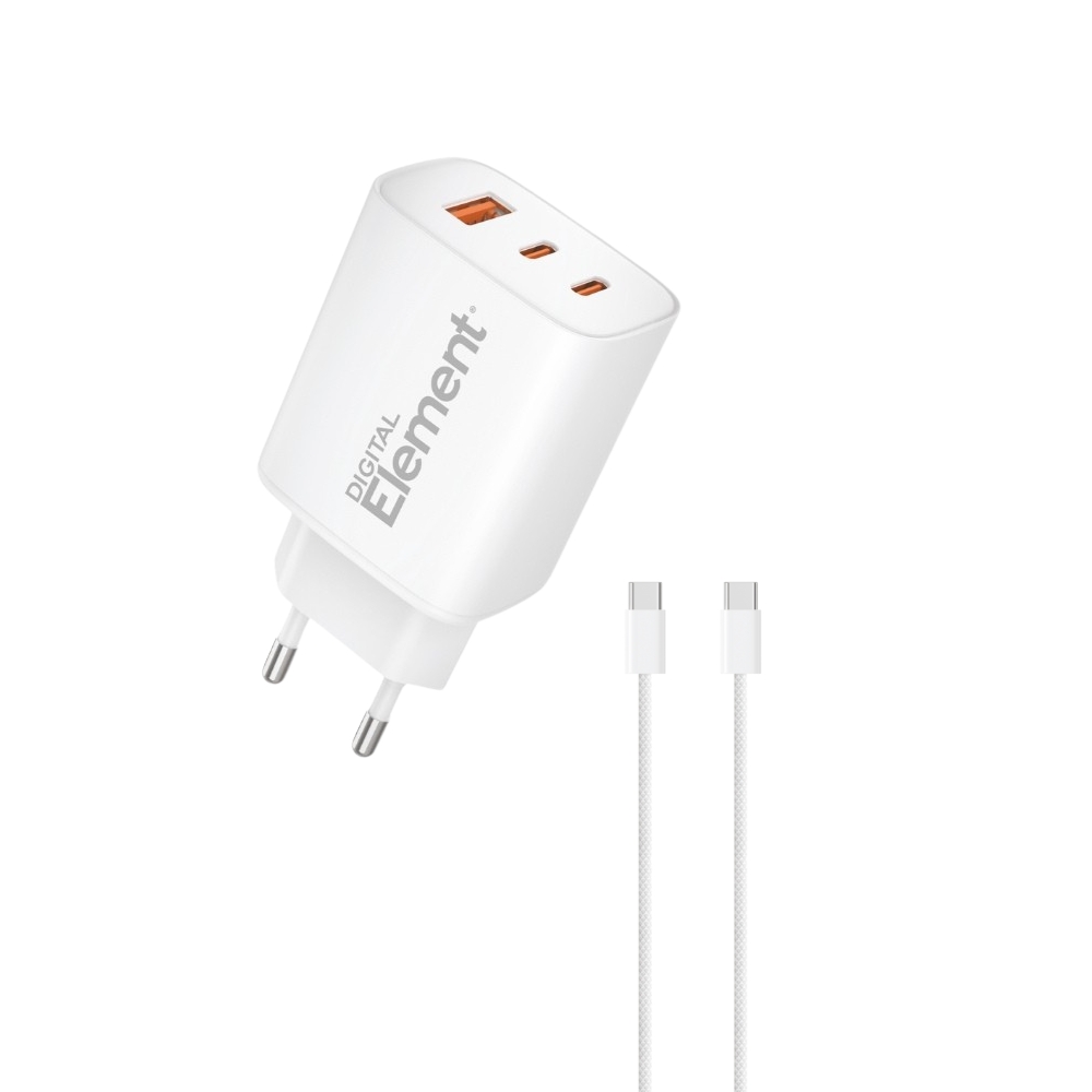 Φορτιστής Σπιτιού GaN PD 65W Element CH-450 3 Θέσεων