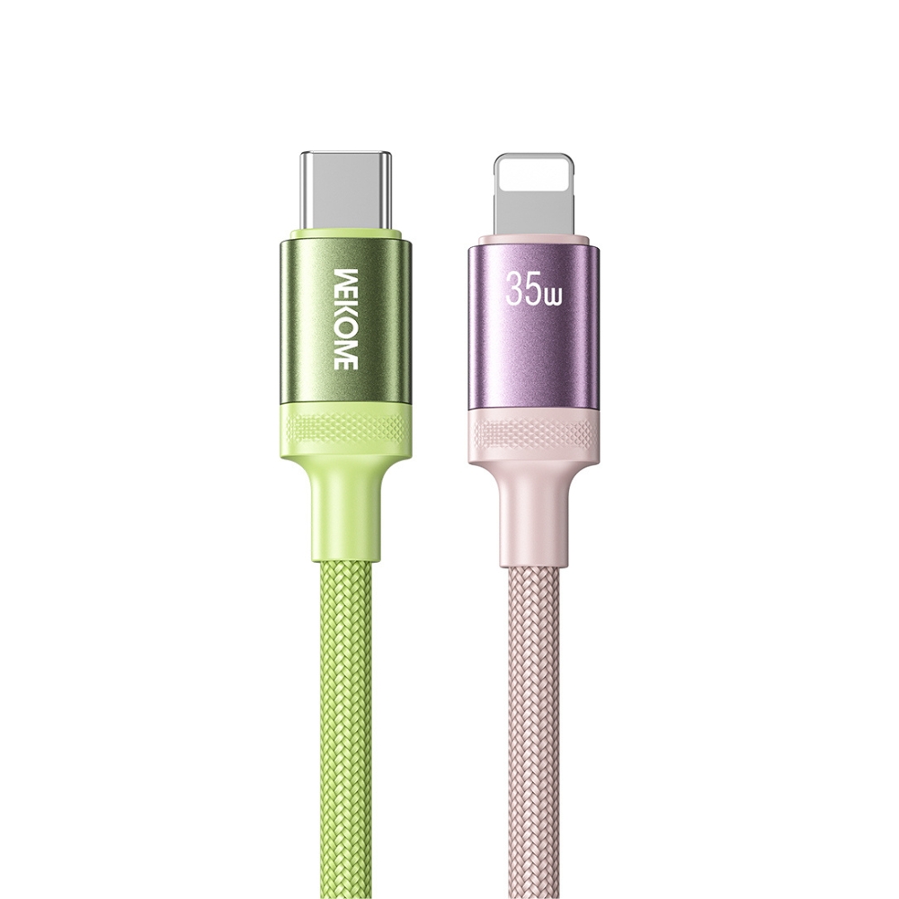 Καλώδιο Φόρτισης WK WDC-C19 USB-C to Lightning PD 35W 1.2m Ροζ-Πράσινο - Repairland
