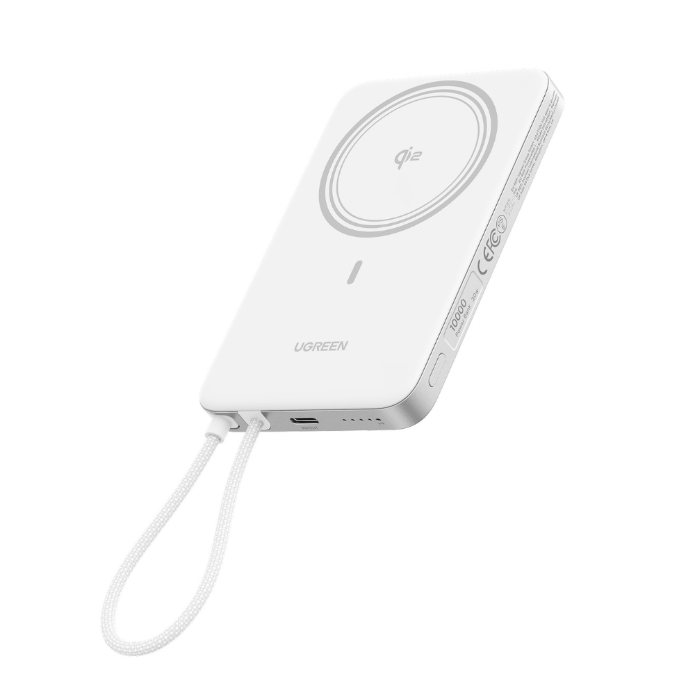 Power Bank 10000mAh 30W Qi2 UGREEN PB570 75983B με Ασύρματη Φόρτιση Magnetic και καλώδιο USB-C Λευκό - Repairland