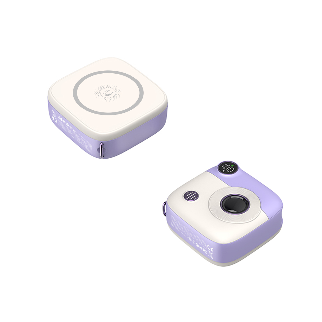 XO PR223 mini camera digital display fast charging power bank 10000mAh (Purple & White) XO