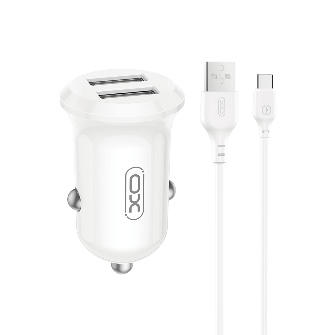 XO CC67 Mini Smart Φορτιστής Αυτοκινήτου με 2 Θύρες USB 2.4A και Καλώδιο Type-C (NB103) XO