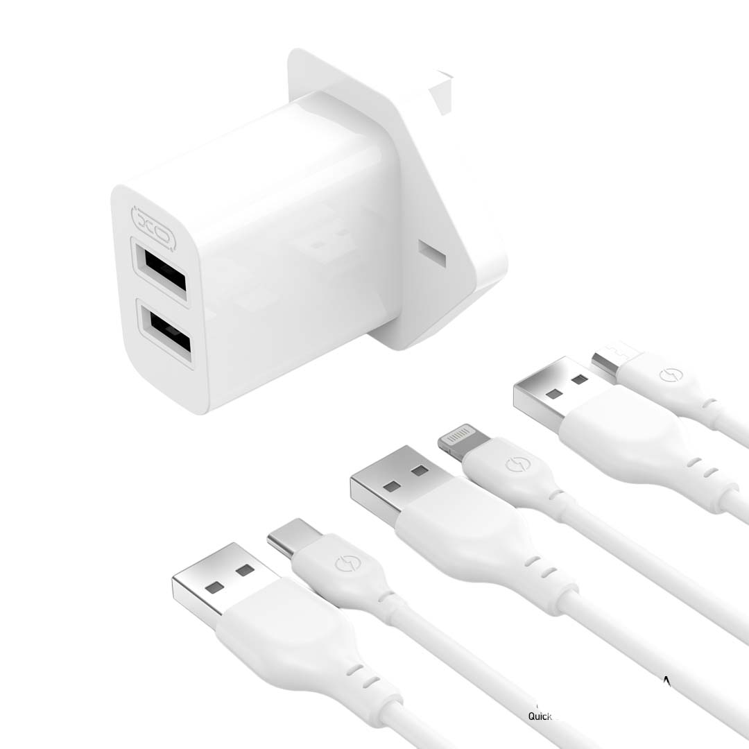XO L109 (UK) Dual USB-A 2.4A Charger with Micro cable XO