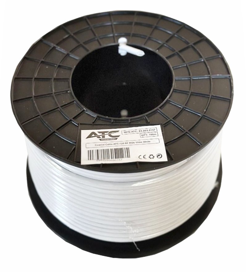 ATC Στροφείο RF ATC-720 RG6 100m Λευκό Atc