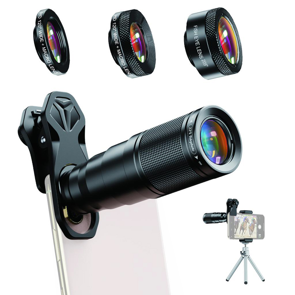 APEXEL σετ φακών για smartphone 22X105-4IN1 με τρίποδο