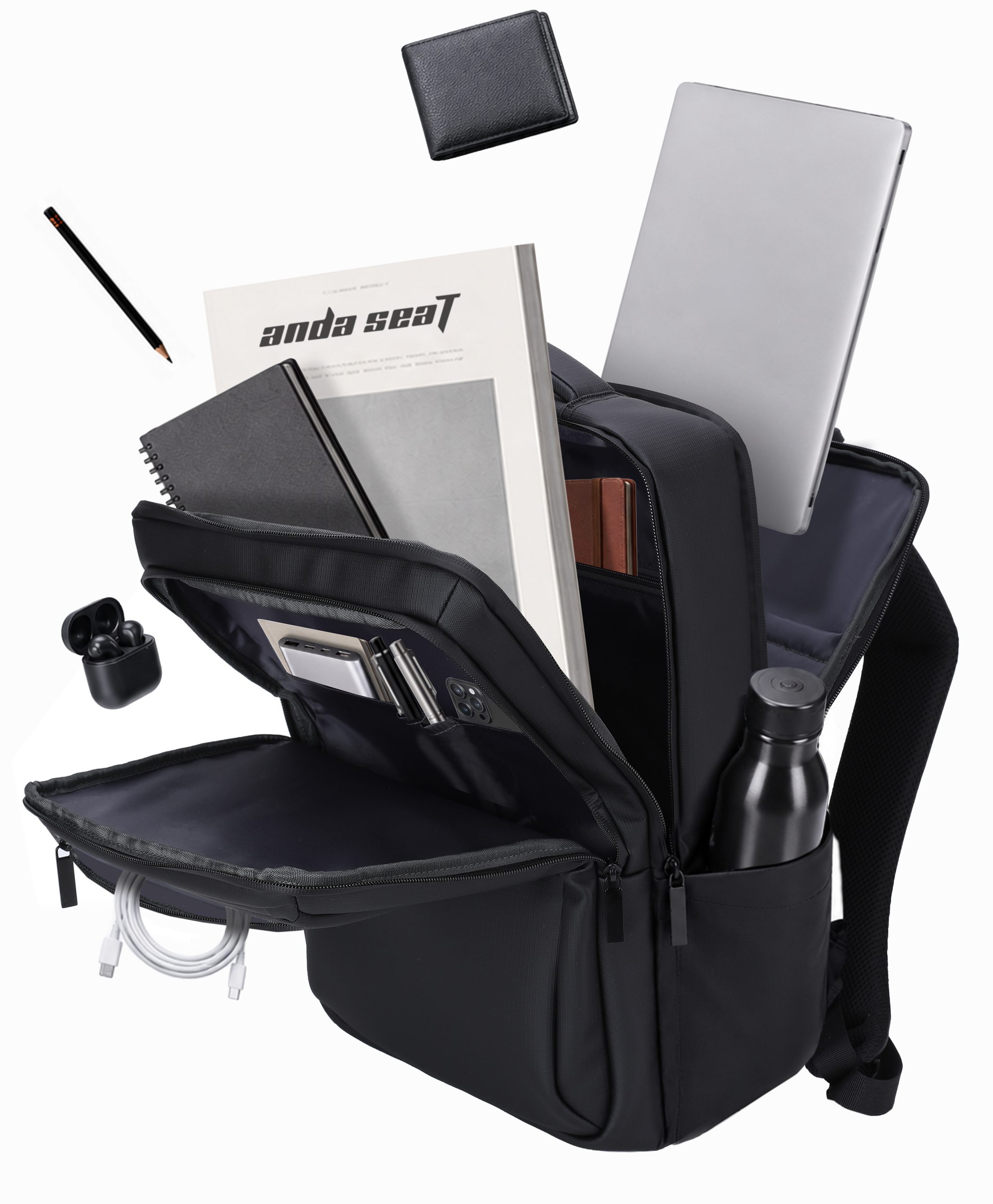 ANDA SEAT Backpack PROLINE 16"" 42x30x15cm BLACK ANDA SEAT