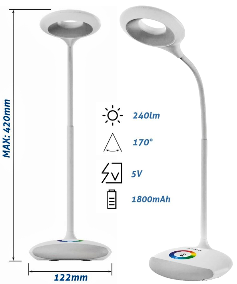 Avide LED Φωτιστικό Γραφείου RGB Άσπρο 4W Avide