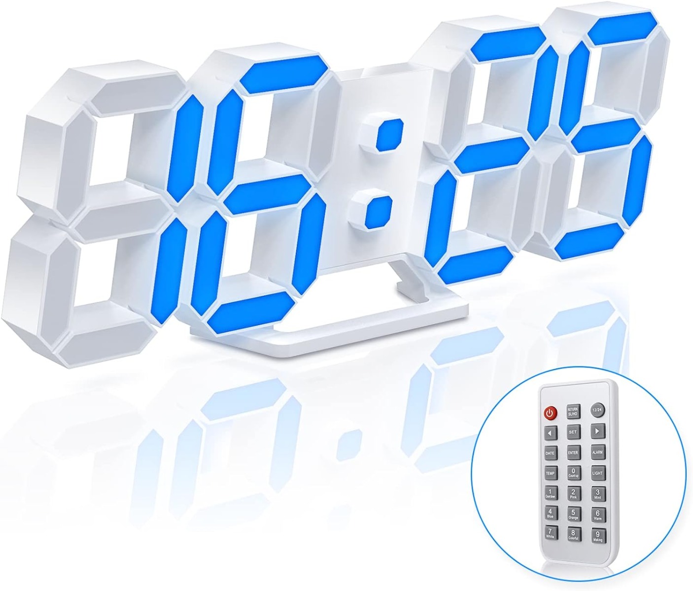 EDUP EH-LED1319 3D LED Wall Clock 9.5 Remote Control Digital Nightlight Edup