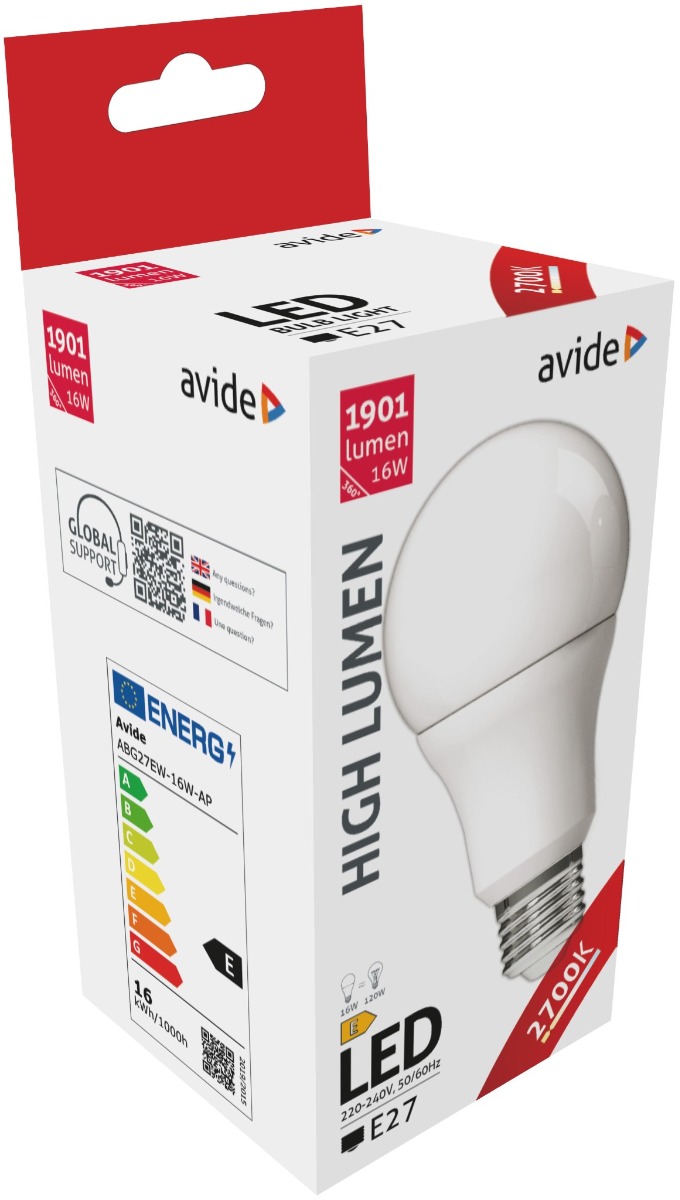 Avide LED Κοινή A70 16W E27 Θερμό 2700K Υψηλής Φωτεινότητας Avide