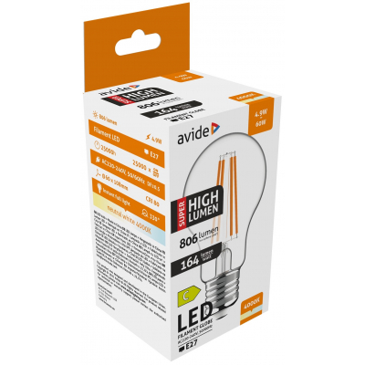 Avide LED Λάμπα Filament Σφαίρα 4.9W E27 A60 NW 4000K Super High Lumen Avide