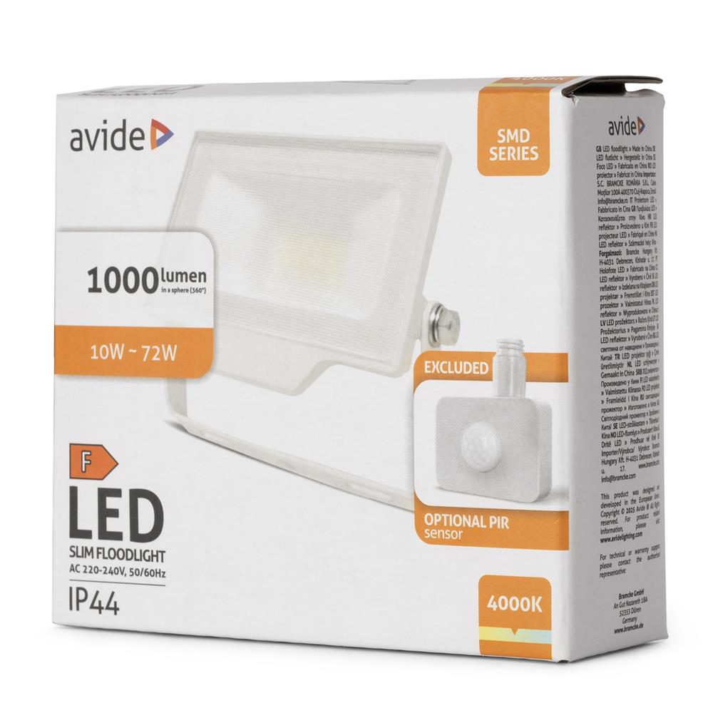 Avide Προβολέας LED SMD 10W NW 4000K με Δυνατότητα Προσθήκης Αισθητήρα PIR Λευκό Avide