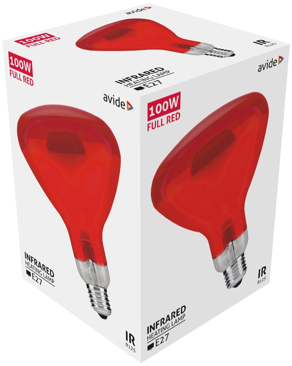 Avide Λάμπα Υπερύθρων E27 100W Full Κόκκινο Avide