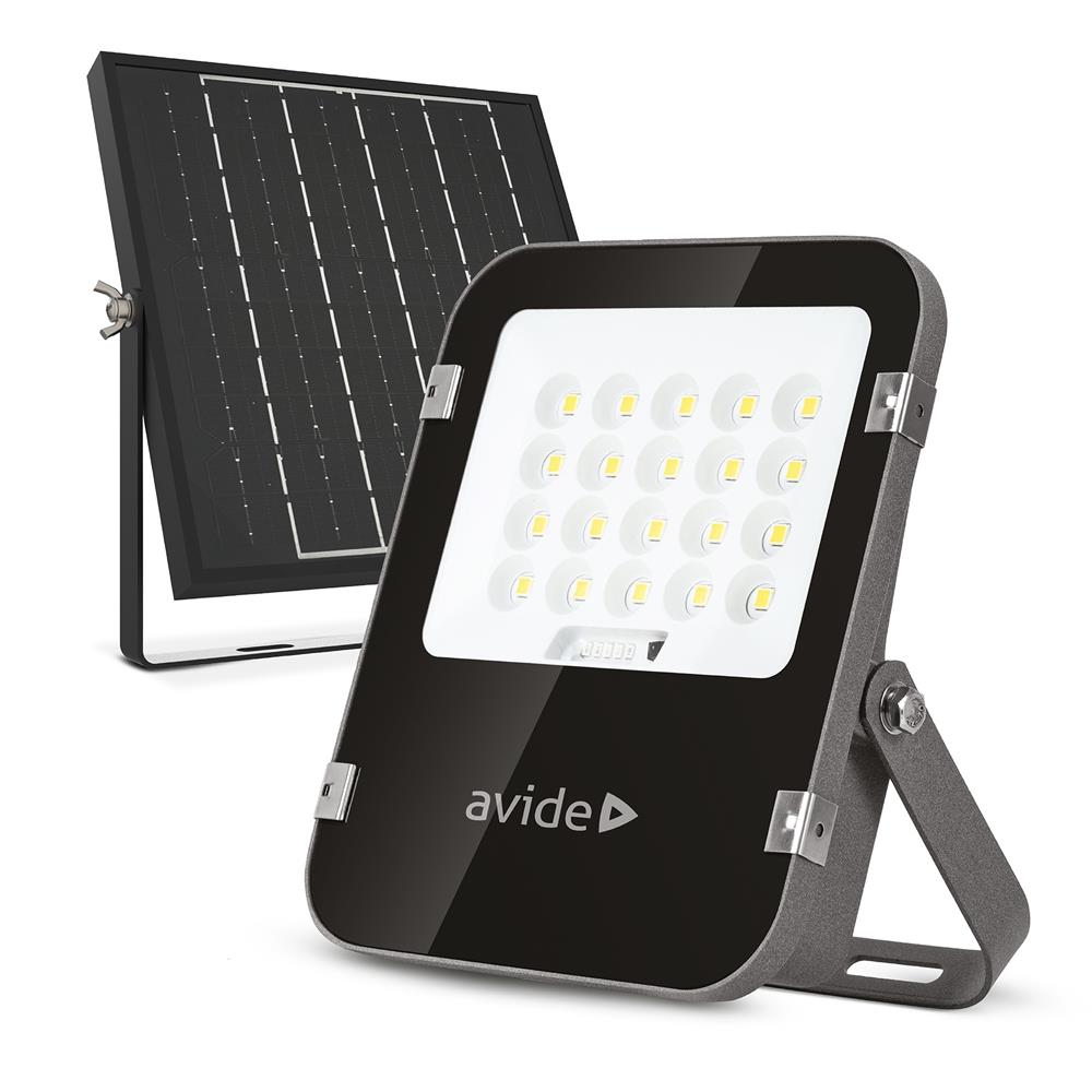 Avide LED Ηλιακός Προβολέας 50W CW 6400K με Ξεχωριστό Ηλιακό Πάνελ και Τηλεχειριστήριο Avide