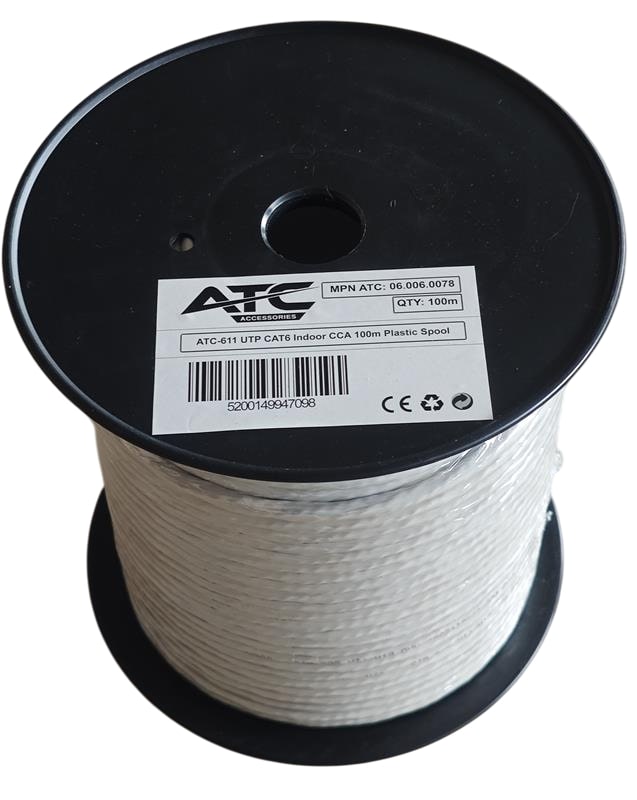 611 Στροφείο UTP CAT6 Εσωτερικού Χώρου CCA 100m Atc