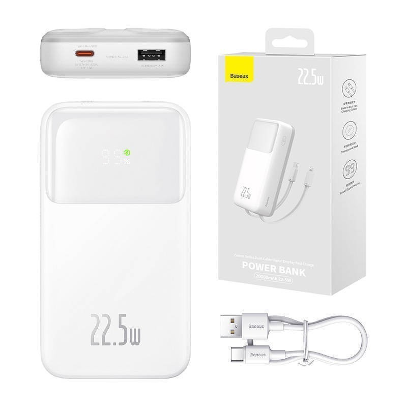 Baseus Comet Power Bank 20000mAh 22.5W με Θύρα USB-A και Θύρα USB-C Power Delivery Λευκό - Baseus