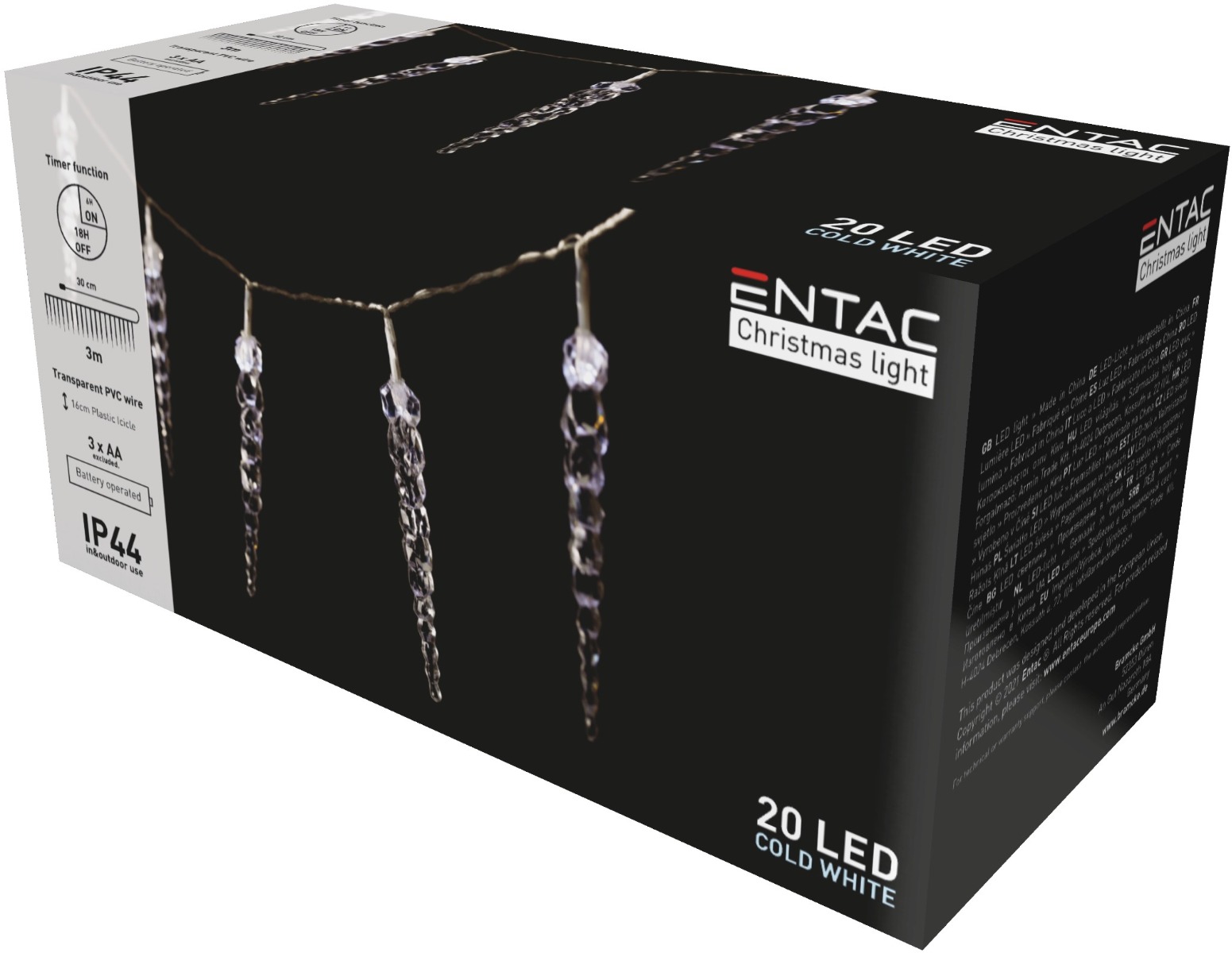 Entac Χριστουγεννιάτικη Βροχή IP44 20 LED Πλαστικά 16εκ Ψυχρό 3μ Entac