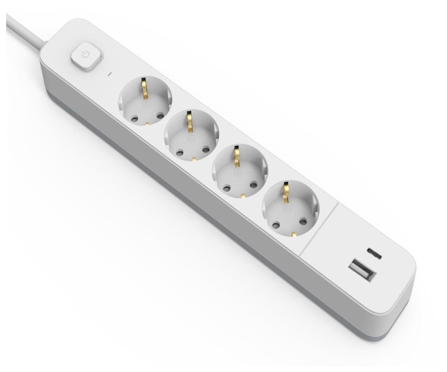 Entac Πολύπριζο 4 Θέσεων Με Διακόπτη D2 1.5m 1xUSB-A x 1xUSB-C 3G1.5 Entac