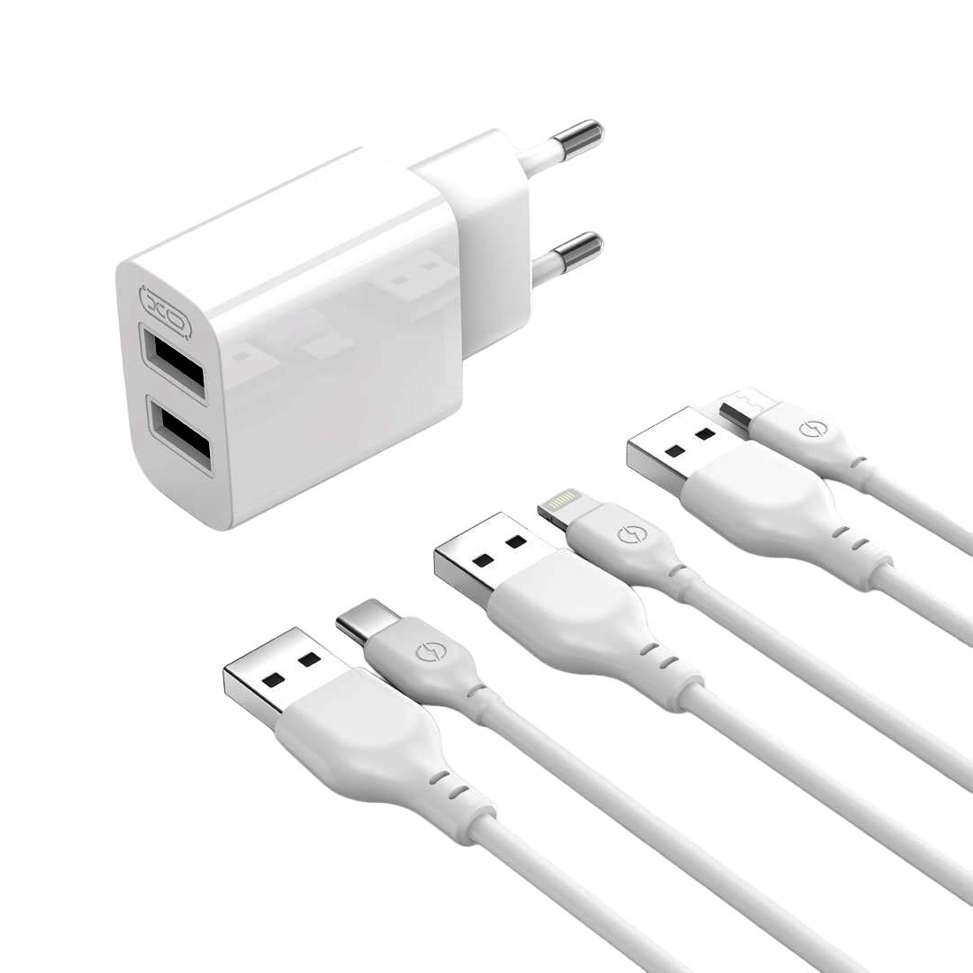 XO L109 (EU) Dual USB-A 2.4A Charger with lightning cable XO