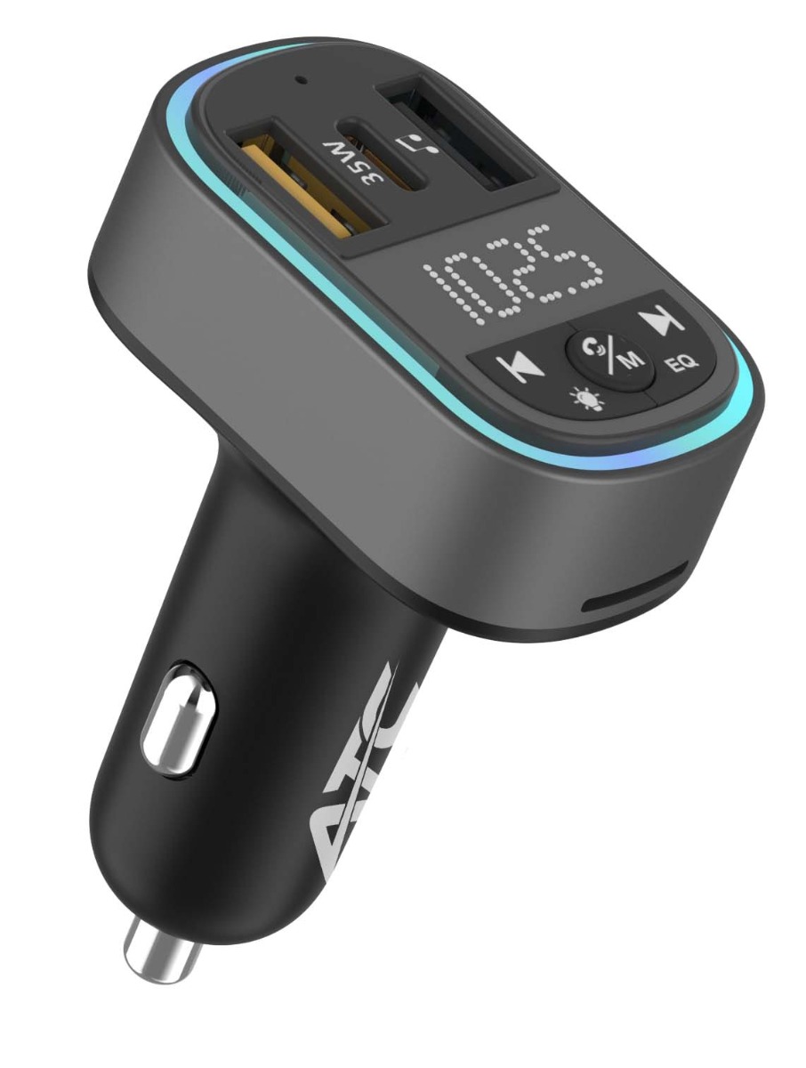 CA07 Μεταδότης FM Αυτοκινήτου με 2 Θύρες USB-A & Type-C και Υποδοχή SD 35W Atc
