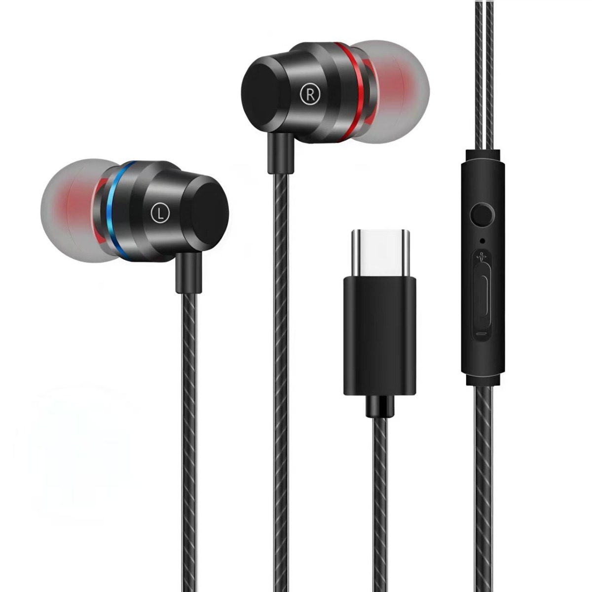 HFr2 Ενσύρματα Ακουστικά Handsfree Type-C Μεταλικό Μαύρο Atc