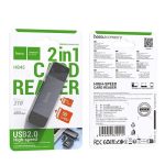 Hoco Card Reader 2in1 Usb A + Type C 2.0 Metal Gray